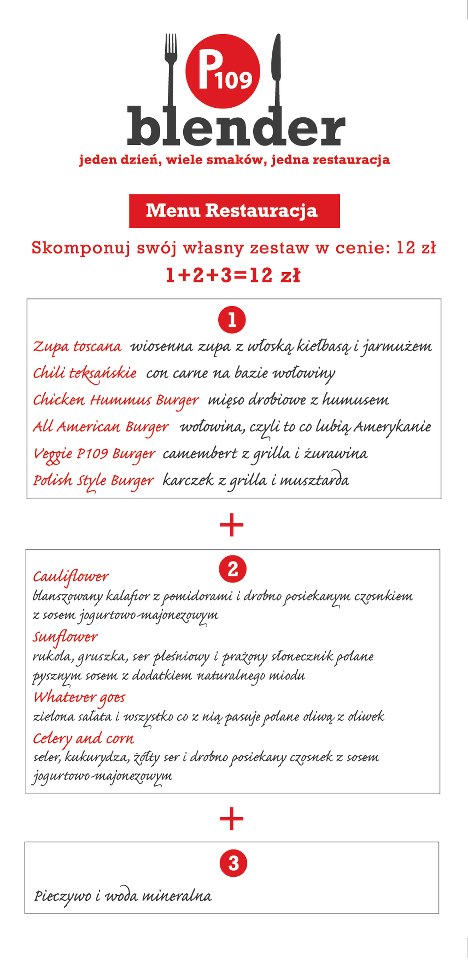 P109 na Restaurant Day - menu